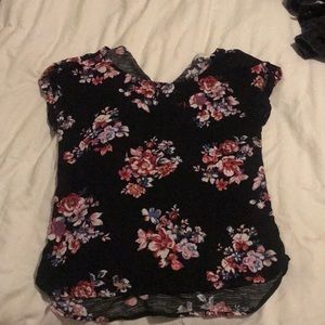 Black floral shirt